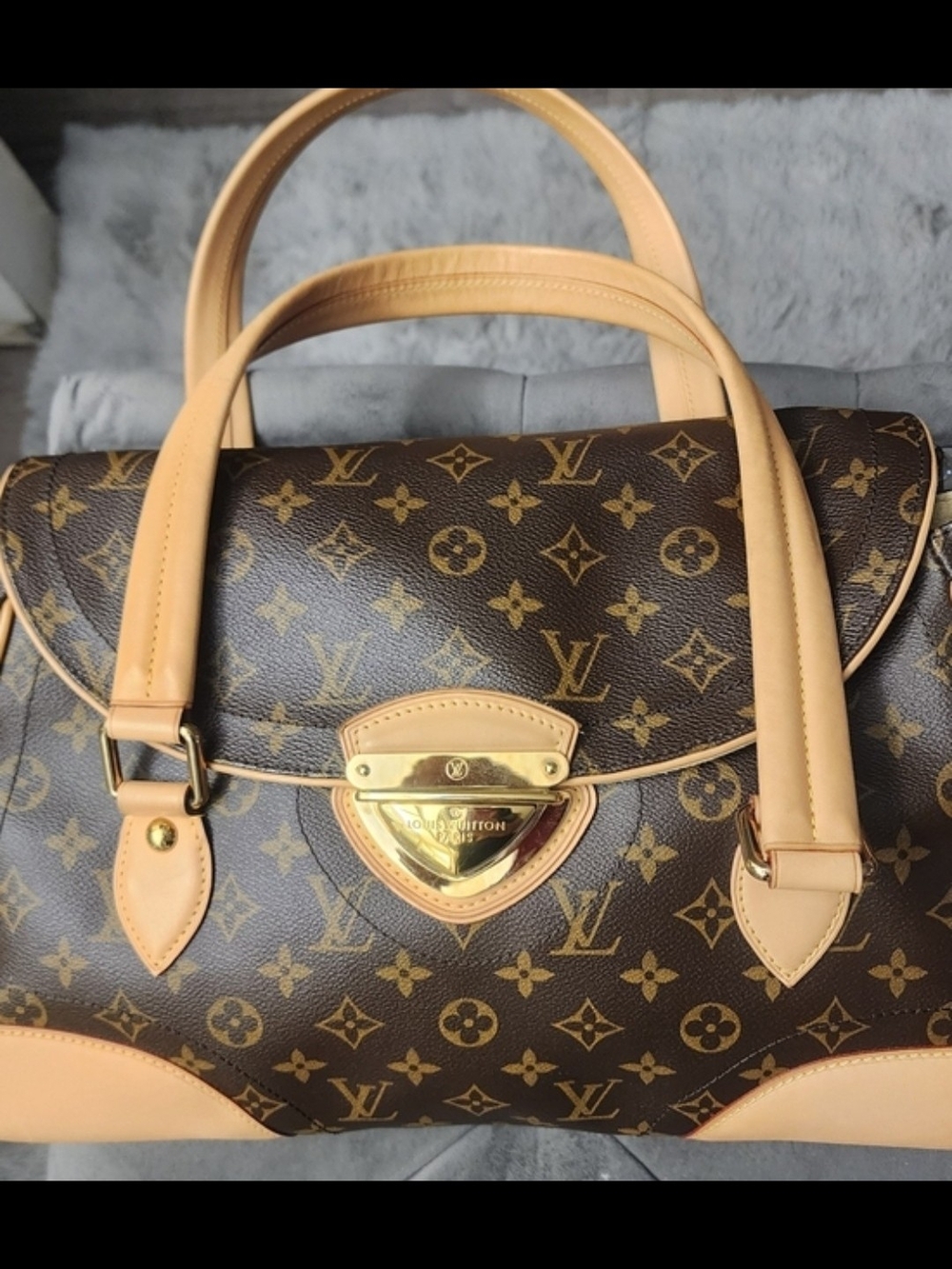 **NEW**Louis Vuitton Brown Monogram Canvas Satchel with Natural Vachetta Trim